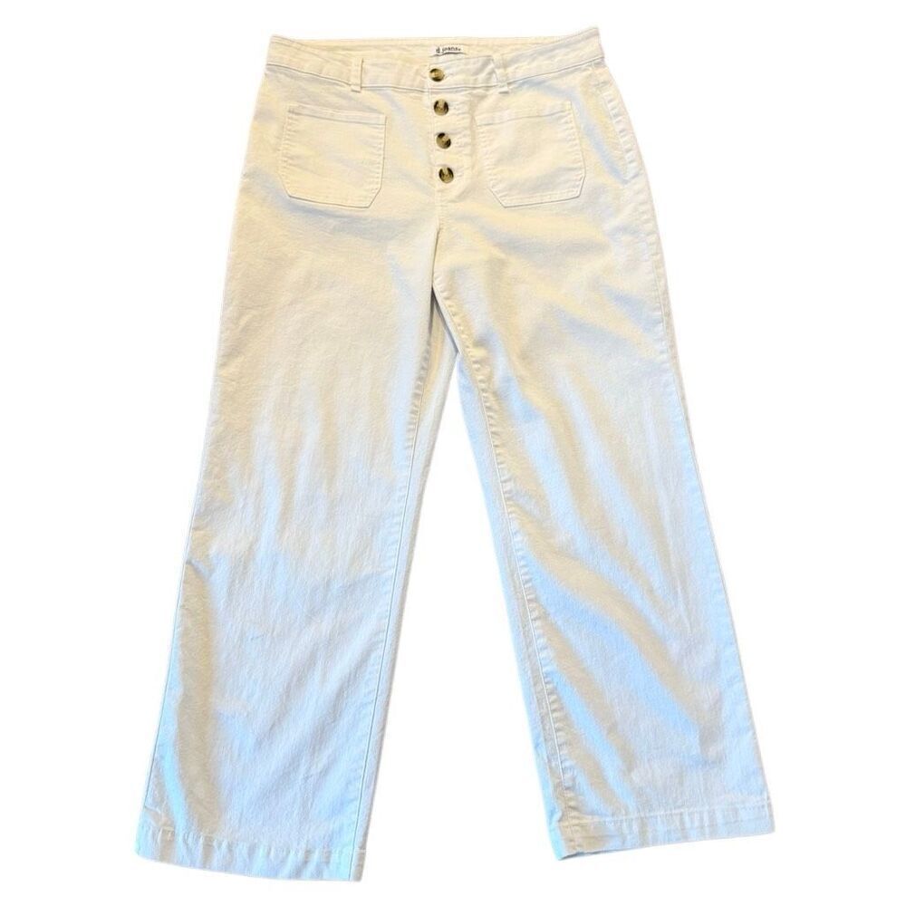 D. Jeans white wide leg button fly jeans size 16